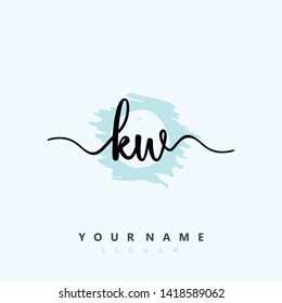 Initial KW handwriting logo template vector