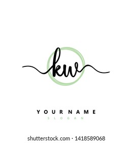 Initial KW handwriting logo template vector