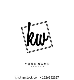 Initial KW handwriting logo vector