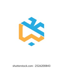 initial kw letter logo design, wk letter logo design vector template