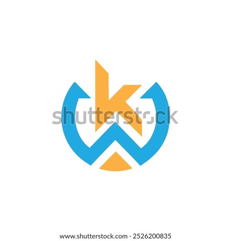 initial kw letter logo design, wk letter logo design vector template