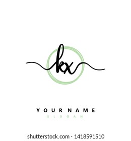 Initial KX handwriting logo template vector