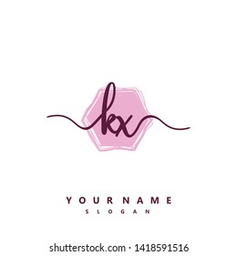 Initial KX handwriting logo template vector