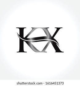 Initial KX letter Logo Design Black vector Template. Linked Letter KX logo Design