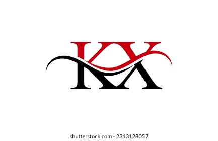 Logotipo de la carta inicial de KX con plantilla de vectores gráficos de diseño Swoosh para identidad de empresa y empresa.