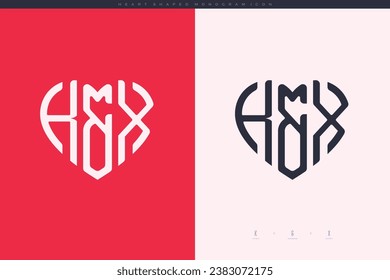 initial KX letters with red heart and love logo flat icon monogram concept