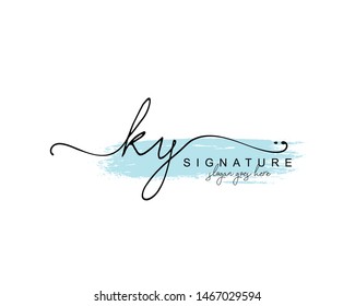 Initial KY beauty monogram and elegant logo design, handwriting logo of initial signature, wedding, fashion, floral and botanical with creative template.