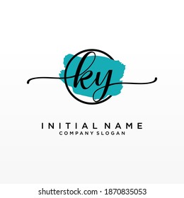 Initial KY beauty monogram and elegant logo design, handwriting logo of initial signature, wedding, fashion, floral and botanical with creative template.