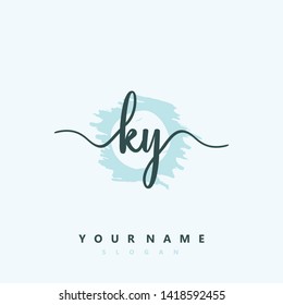 Initial KY handwriting logo template vector