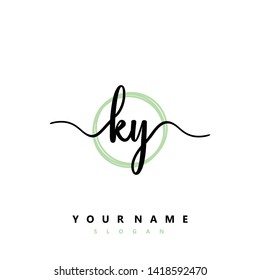 Initial KY handwriting logo template vector