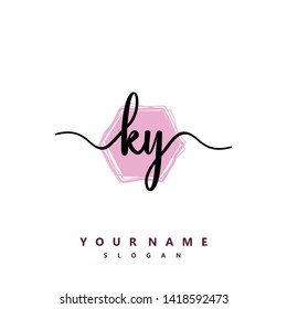 Initial KY handwriting logo template vector