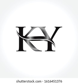 Initial KY letter Logo Design Black vector Template. Linked Letter KY logo Design