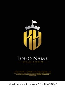 initial KY letter with shield style logo template vector