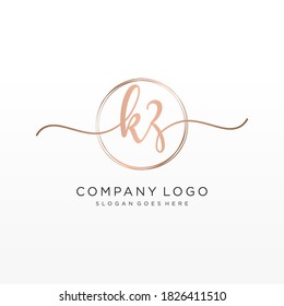 Initial KZ beauty monogram and elegant logo design, handwriting logo of initial signature, wedding, fashion, floral and botanical with creative template.