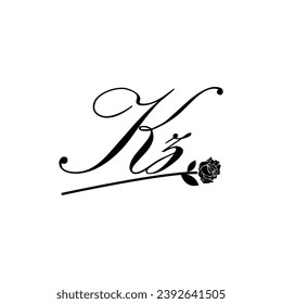 Initial KZ Handschrift Blumentypografie Ornament modern