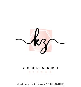 Initial KZ handwriting logo template vector