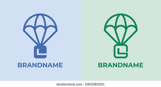 Initial L Airdrop Logo Set, great for business related to Airdrop or parachutes with L initial