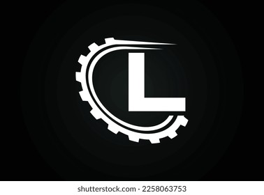 Initial L alphabet with a gear. Gear engineer logo design. Logo for automotive, mechanical, technology, setting, repair business, and company identity