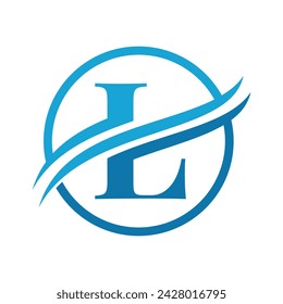 Initial L Alphabet with Swoosh or Ocean Wave Logo Design