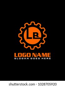 Initial L & B gear logo template vector