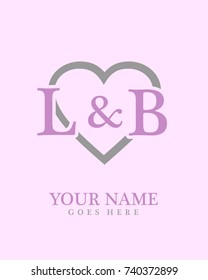 Initial L & B with love background logo template vector