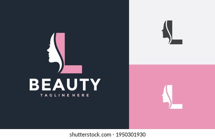initial L beauty face logo