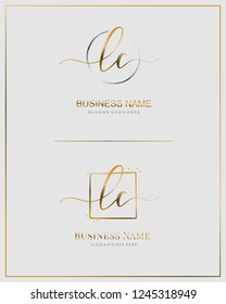 Initial L C LC handwriting logo vector. Letter handwritten logo template.