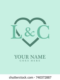 Initial L & C with love background logo template vector