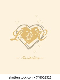Initial L & C wedding invitation logo template vector