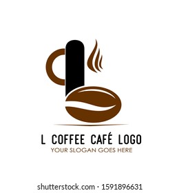 Initial L Coffee Cafe Equipment Simple and Minimalist Logo Template on White Background