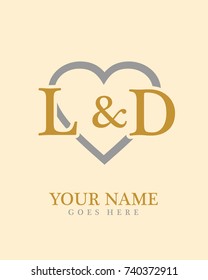 Initial L & D with love background logo template vector