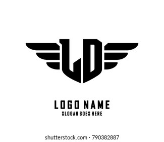 Initial L & D wing logo template vector
