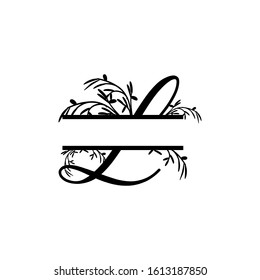Initial l decorative plant monogram split letter vector