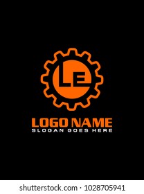 Initial L & E gear logo template vector