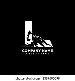 Initial L excavator logo concept template vector