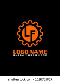 Initial L & F gear logo template vector