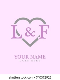 Initial L & F with love background logo template vector