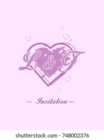 Initial L & F wedding invitation logo template vector