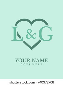 Initial L & G with love background logo template vector