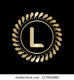  Initial L Golden leaf and circle logo design vector. Golden beauty L Logo and business symbol and alphabets vector design