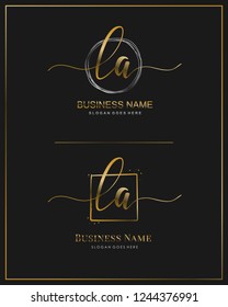 Initial L A handwriting logo vector. Letter handwritten logo template.