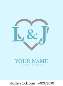 Initial L & J with love background logo template vector