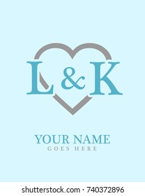 Initial L & K with love background logo template vector