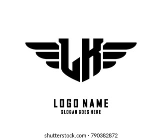 Initial L & K wing logo template vector