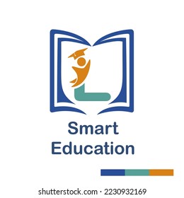 Initial L Letter with book and student symbol character for school, education, trainer center business logo template vector