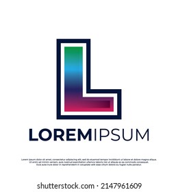 Initial L letter colorful logo illustration design, font rainbow color isolated on white background
