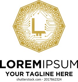 Logotipo inicial de letra L criptodivisa