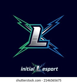 Initial L letter esport logo illustration, esport mascot gamer team work design, streamer logo