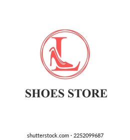 Initial L Letter with Female Shoes High Heels for Ladies Shoes Store, Shoes Fashion Company Logo Idea Template
