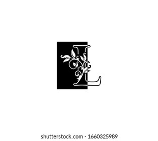 Initial L letter with leaves Line And Square Shape  logo